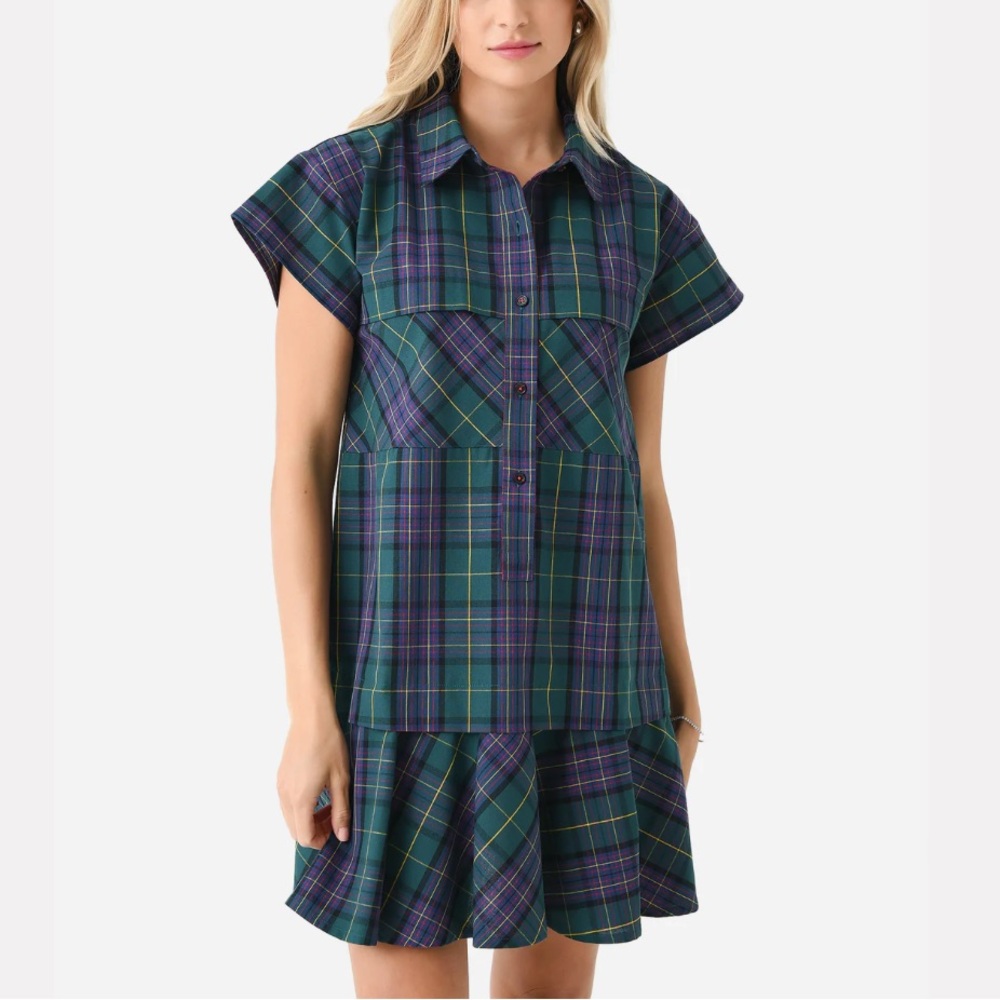 Hunter Bell Women's Plaid Addison Dress - Green and Blue